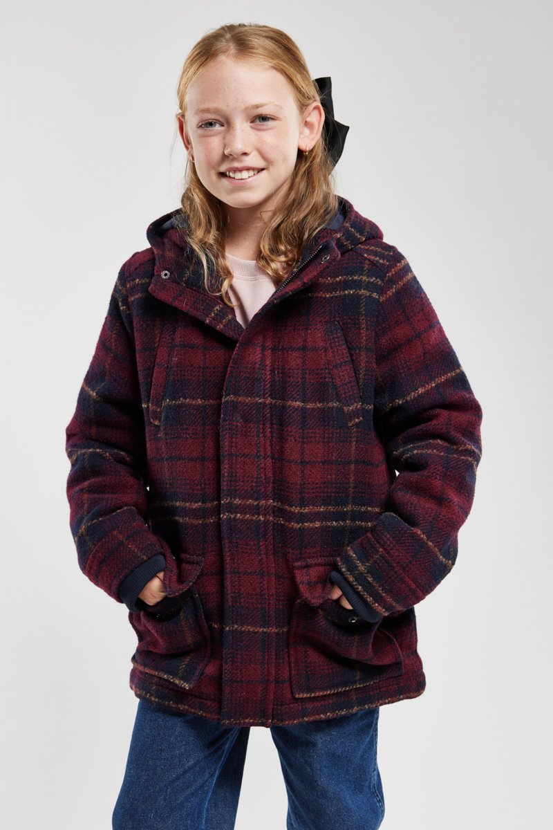 Duffle-coat à carreaux Kids - drap de laine