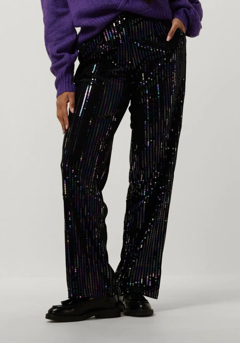 Y.A.S. zwarte y.a.s. pantalon yaseliva sequin hw straight pant