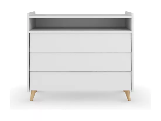 Commode 3 tiroirs bois massif blanc et bois PETER