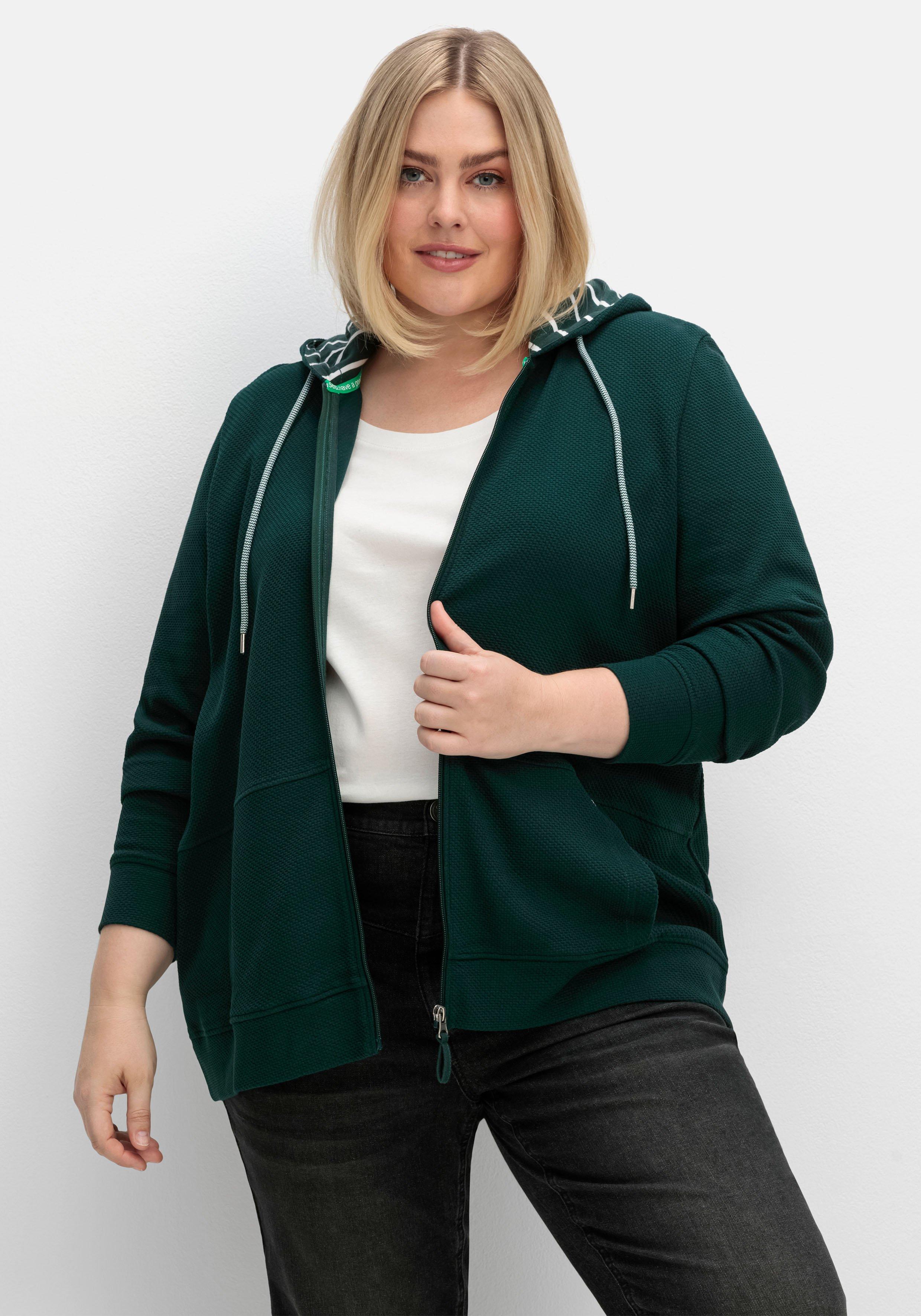 Sweatjacke mit Kapuze, aus  Waffelpiqué
