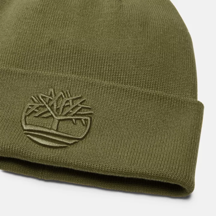 Bonnet avec broderie en 3D ton sur ton pour homme en vert foncé