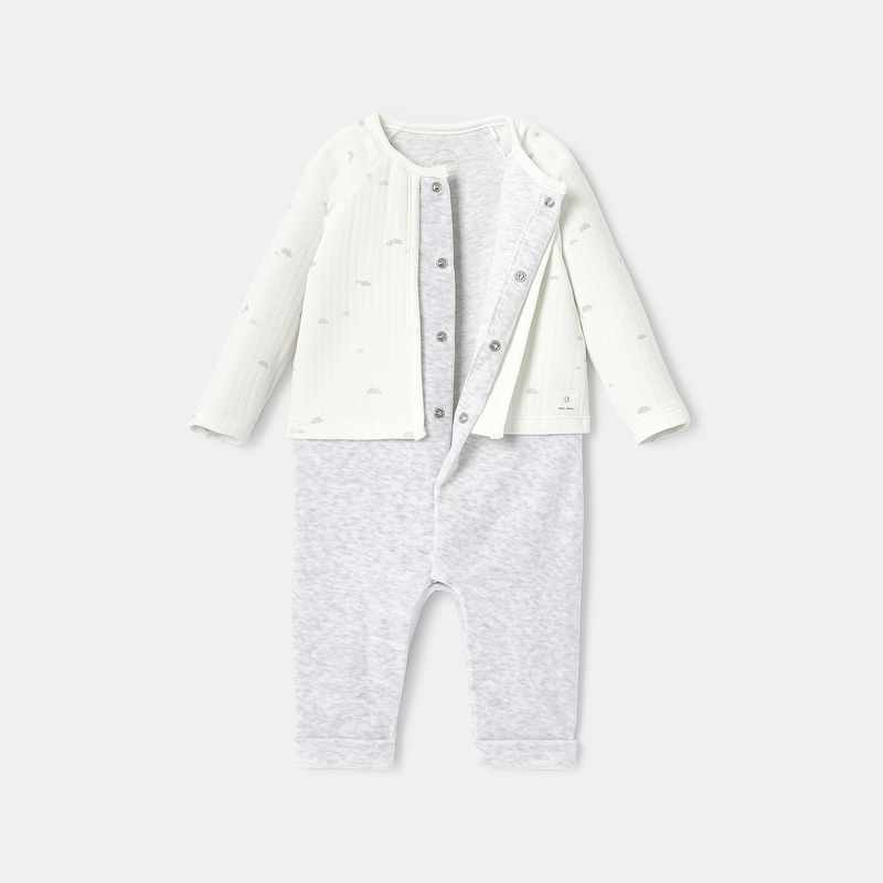 Combinaison à effet superposé blanc naissance Absorba