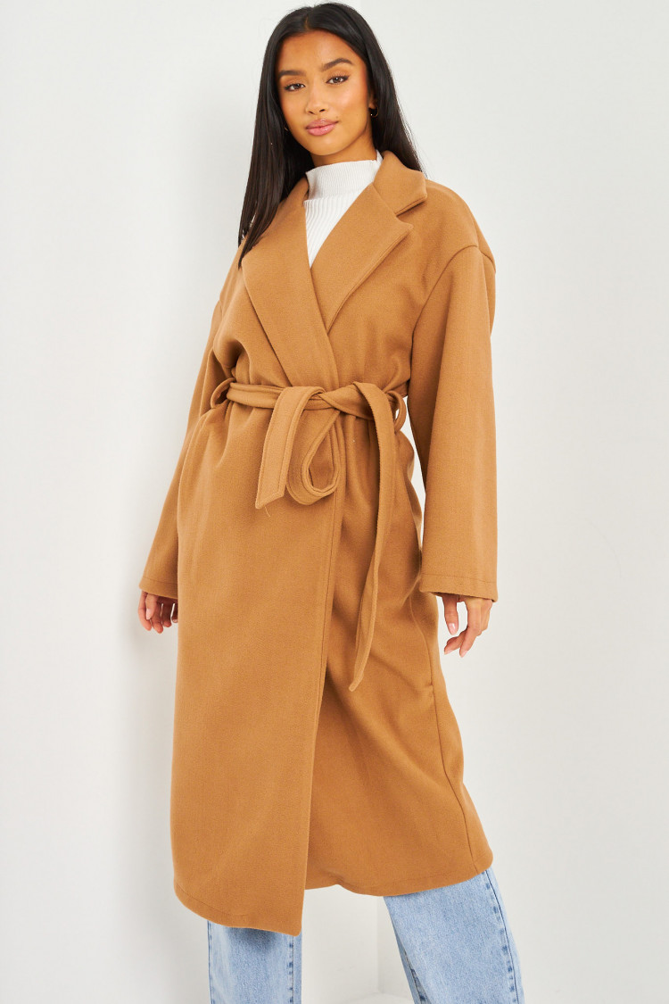 Manteau ceinturé beige