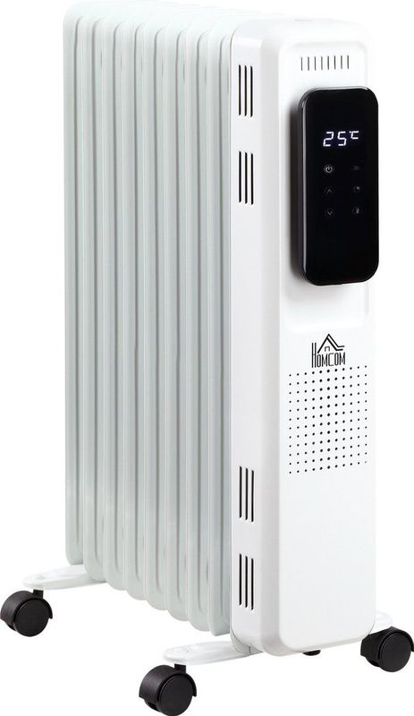 HOMCOM - Olieradiator - Wit - Metaal - 1830-2180W - 3 Verwarmingsniveaus - 9 Verwarmingsplaten