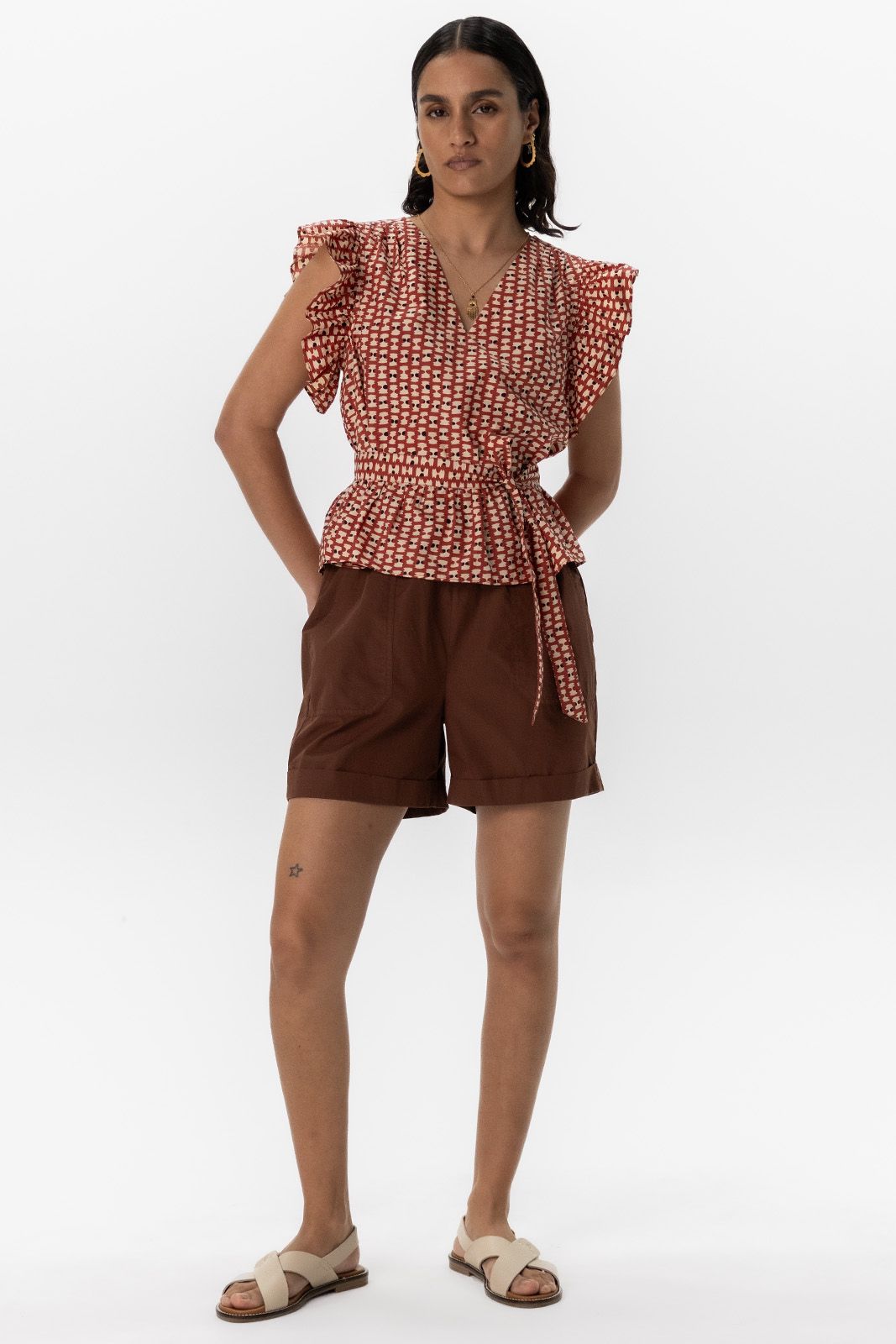 Bruine high waist poplin shorts