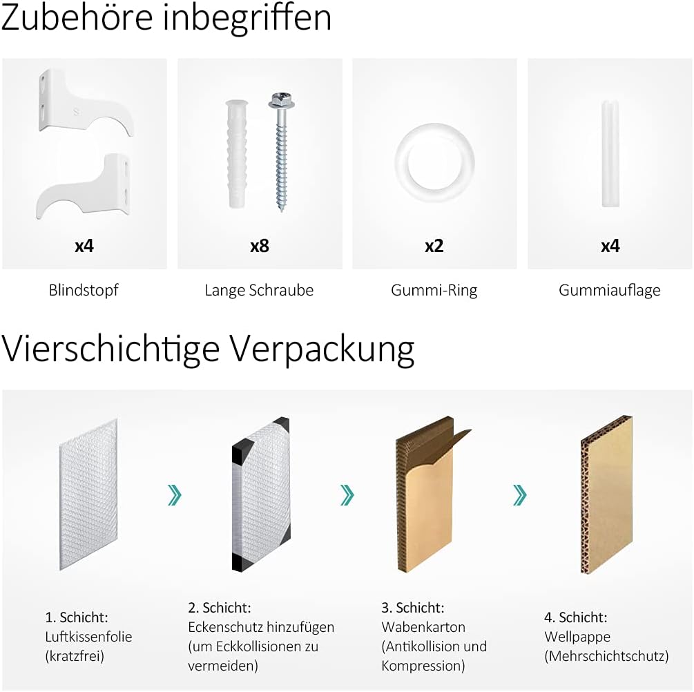 EMKE Oval Heizkörper 1800x600mm, Design Heizkörper Horizontal Doppellagig Röhrenheizkörper Mittelanschluss Heizung Weiß 2175W