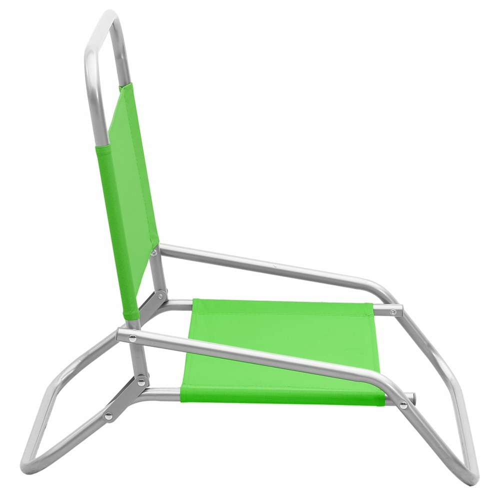 Chaises de plage pliables 2 pcs vert tissu