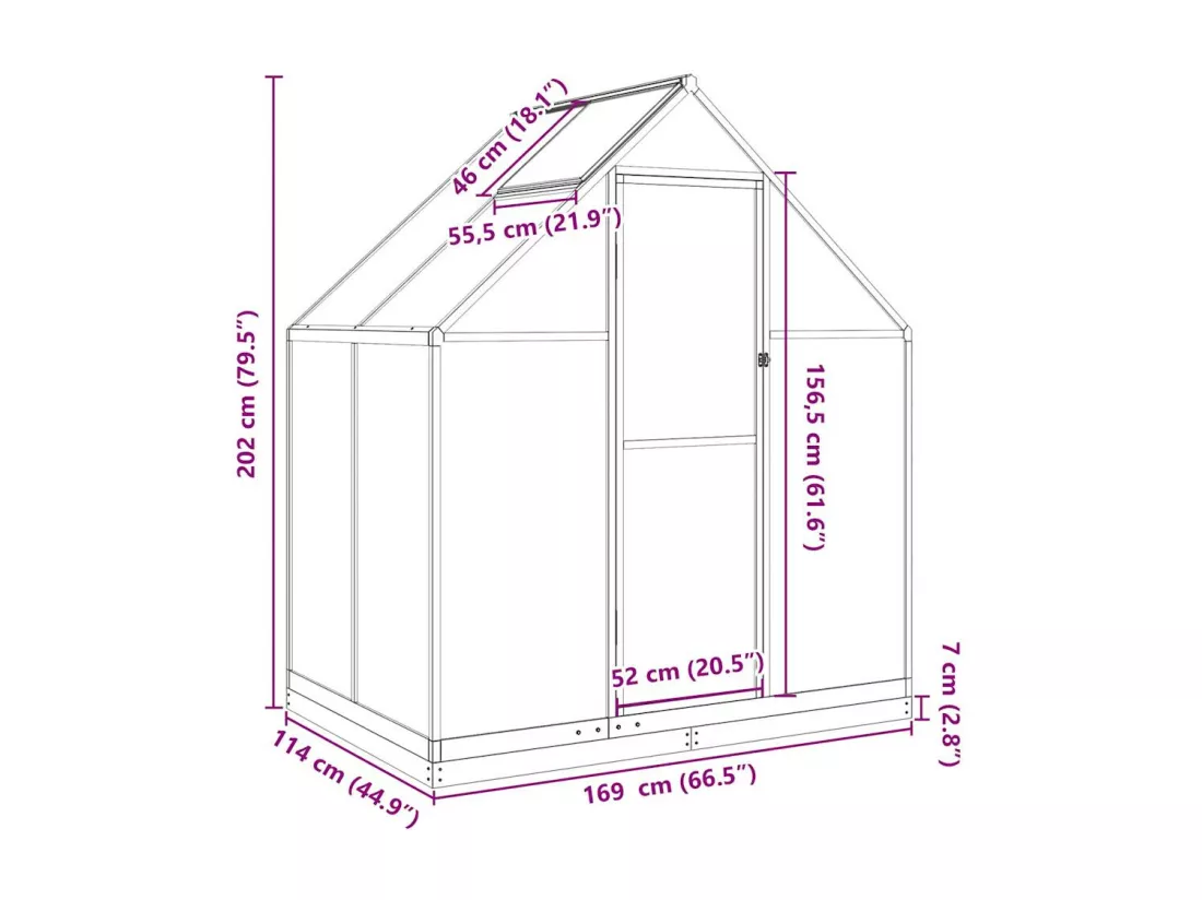 Serre tente abri plante aluminium 169 x 114 x 202 cm 02_0044487