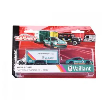 Majorette Car Trailer w. Porsche Taycan + 934