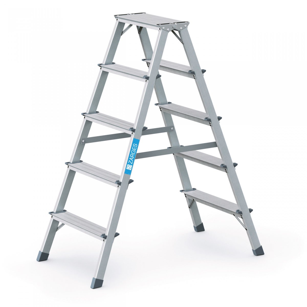 Zarges geklonken bokladder, geanodiseerd Scana B, 2x5 treden