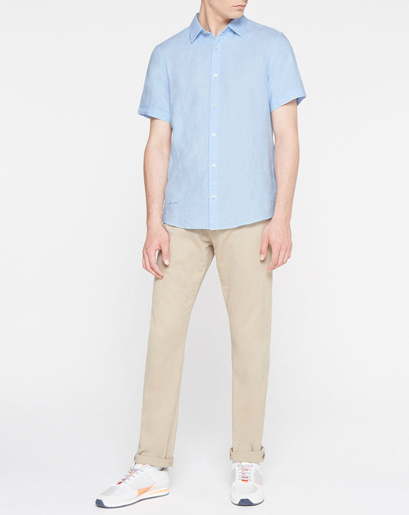 Scotch & Soda Chemise 100% Lin Regular Fit bleu ciel