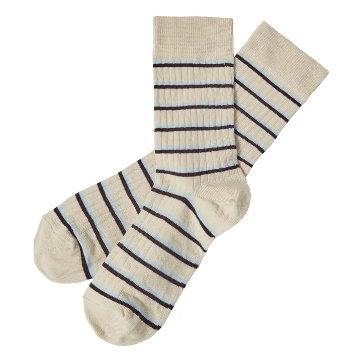 FUB Lot 2 Paires Chaussettes Rayures Laine - Collection Femme | Beige