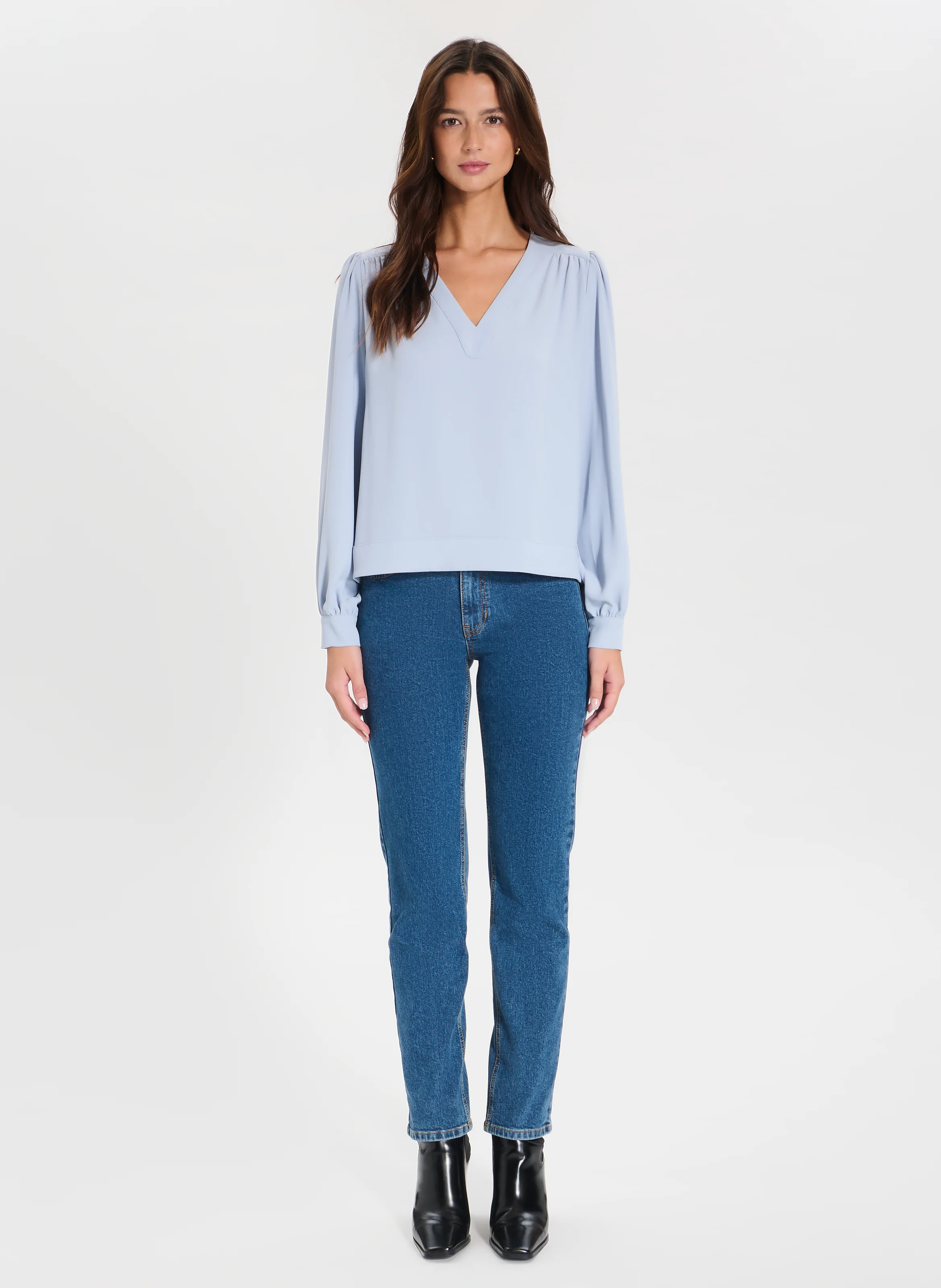 TAHIELLA - Top manches longues drapé | Bleu