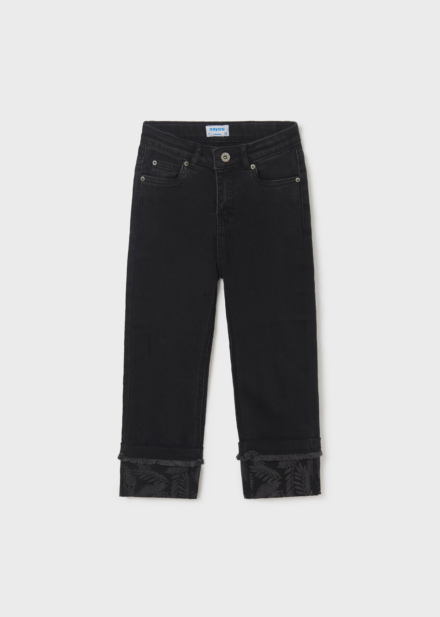 Calça jeans cropped de algodão para meninas