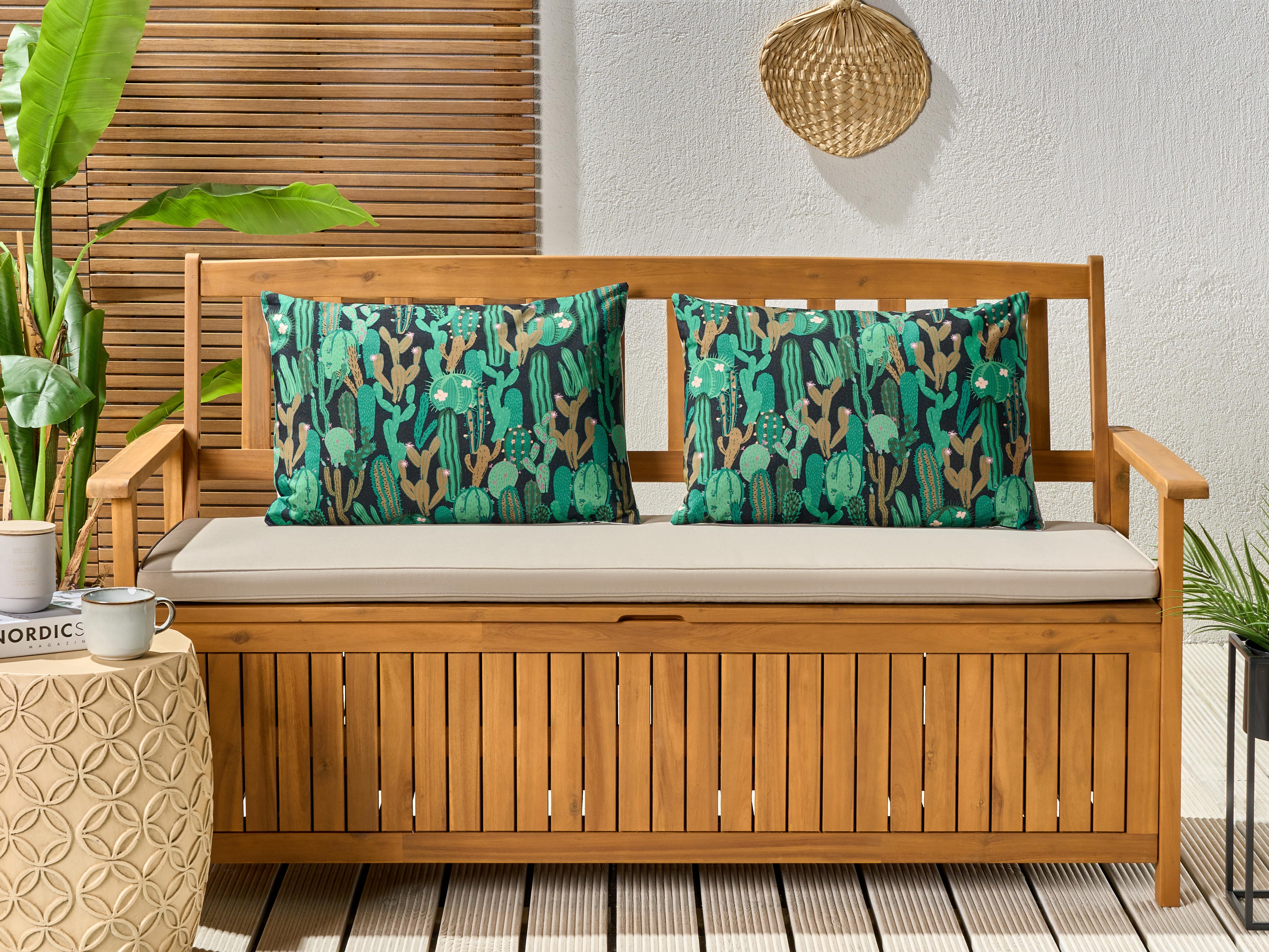 Set van 2 tuinkussens BUSSANA bladpatroon 40 x 60 cm Groen
