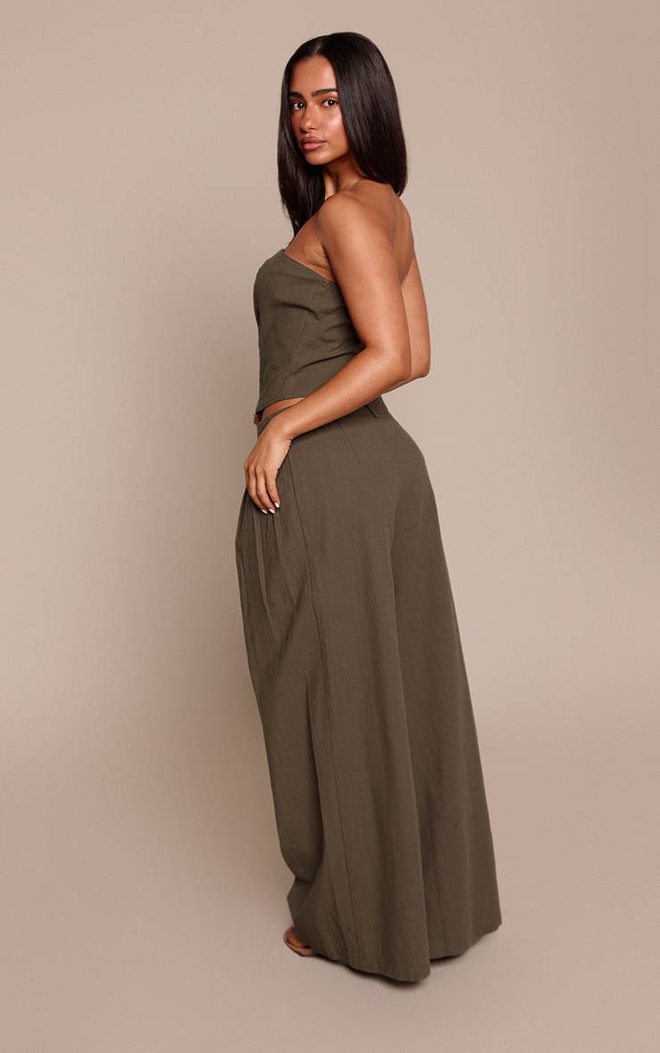 Dark Khaki Pantalon Large Aspect Lin Co-ord Petite
