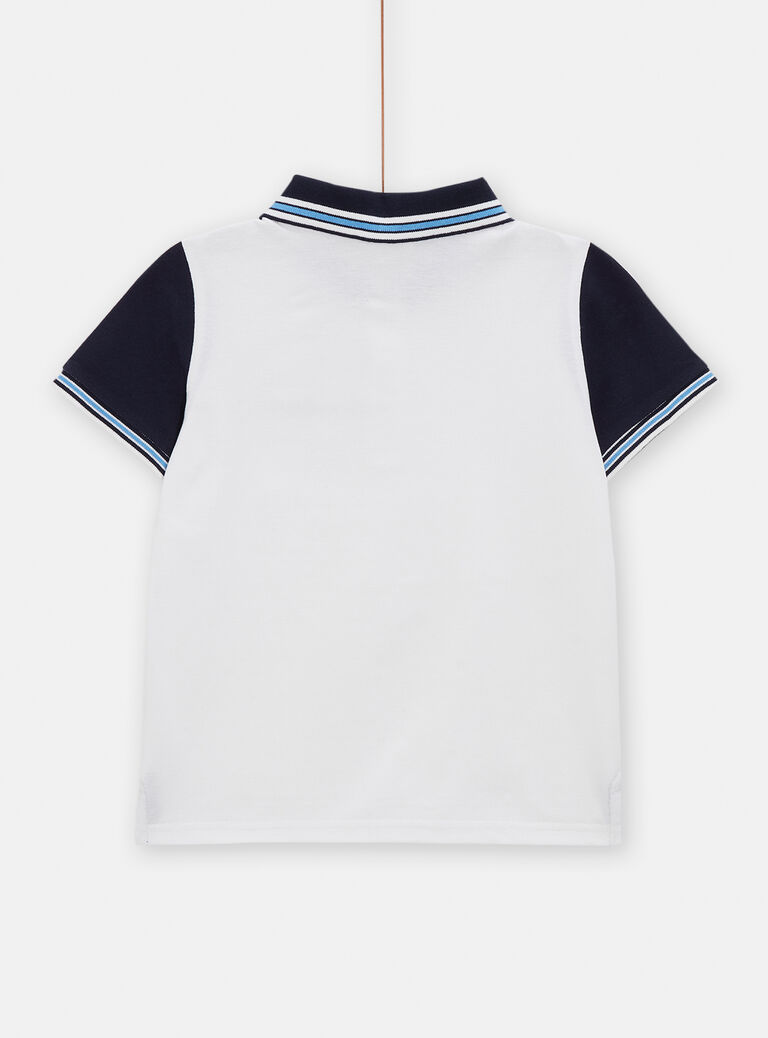 Polo blanc avec détails rayés pour garçon