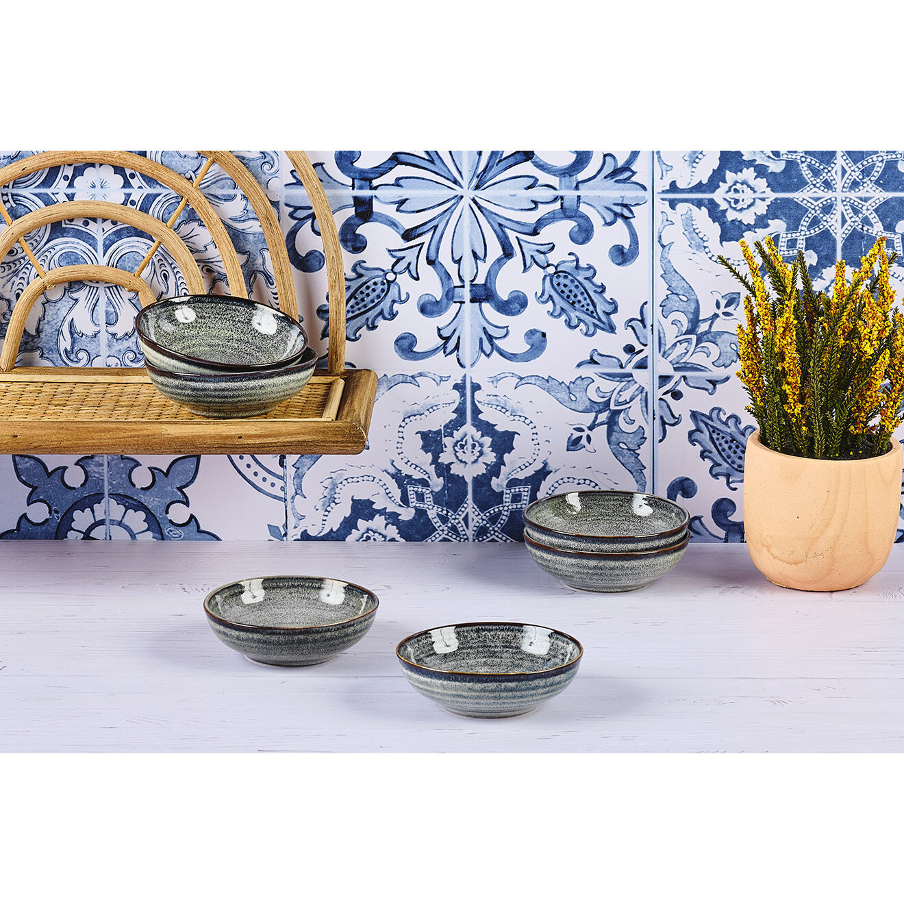 Bjorn 6 Coupelles en Grès Zen gris/bleu - 15 cl