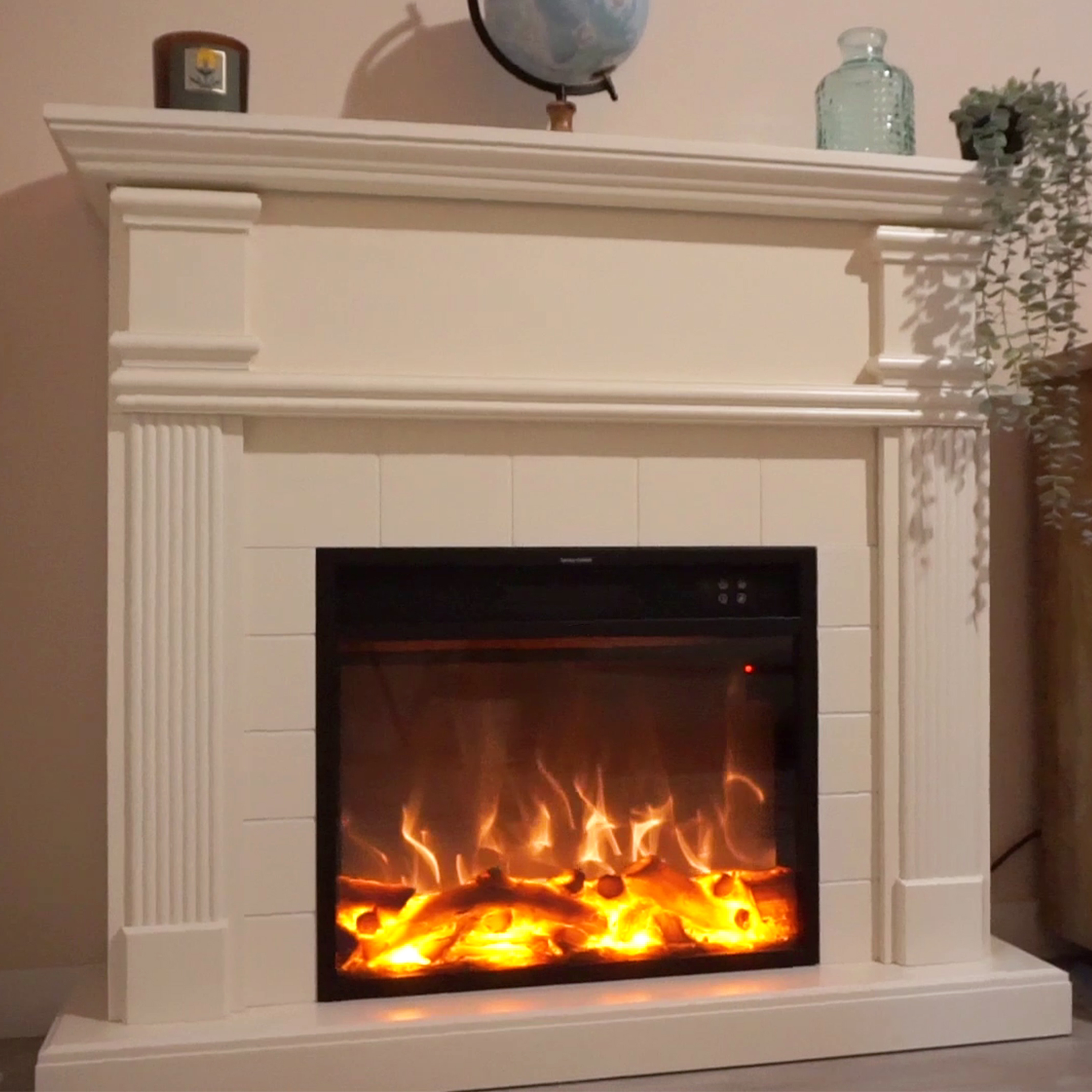 Cheminee murale 1500w caminetto fuego omar blanco