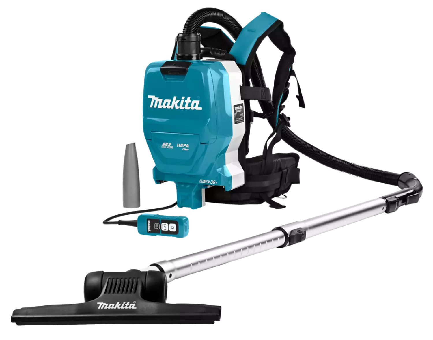 Makita DVC261ZX11 36V Li-Ion Accu rugstofzuiger body (2x 18V) incl. 4-delige stofafzuigset