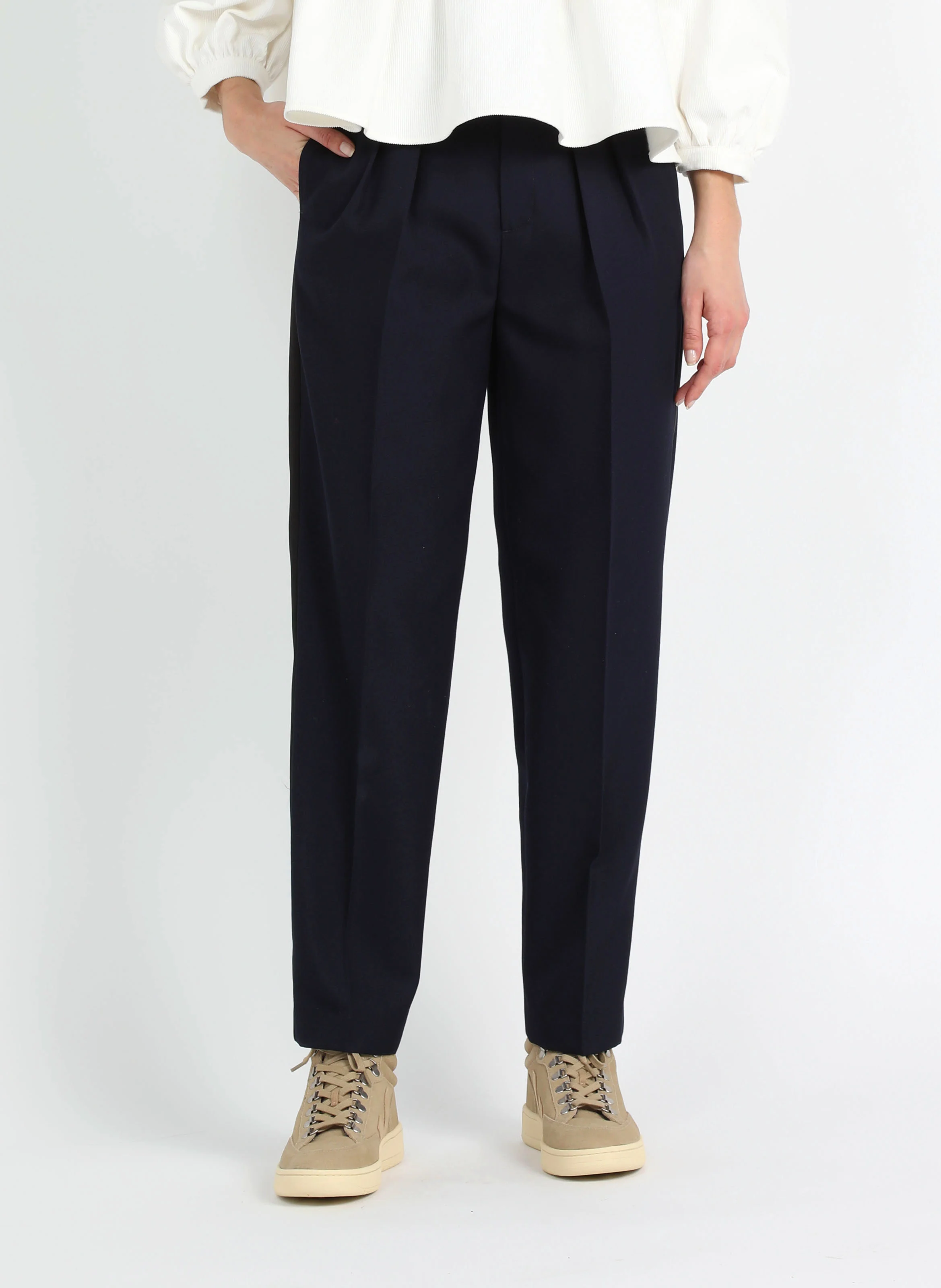 Pantalon à pinces coupe droite | Bleu
