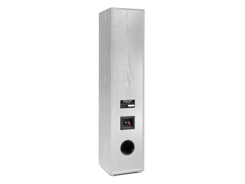Fenton Standlautsprecher Paar SHF700W Weiss Turmlautsprecher, der mit einem hocheffizienten Hornhochtöner ausgestattet ist