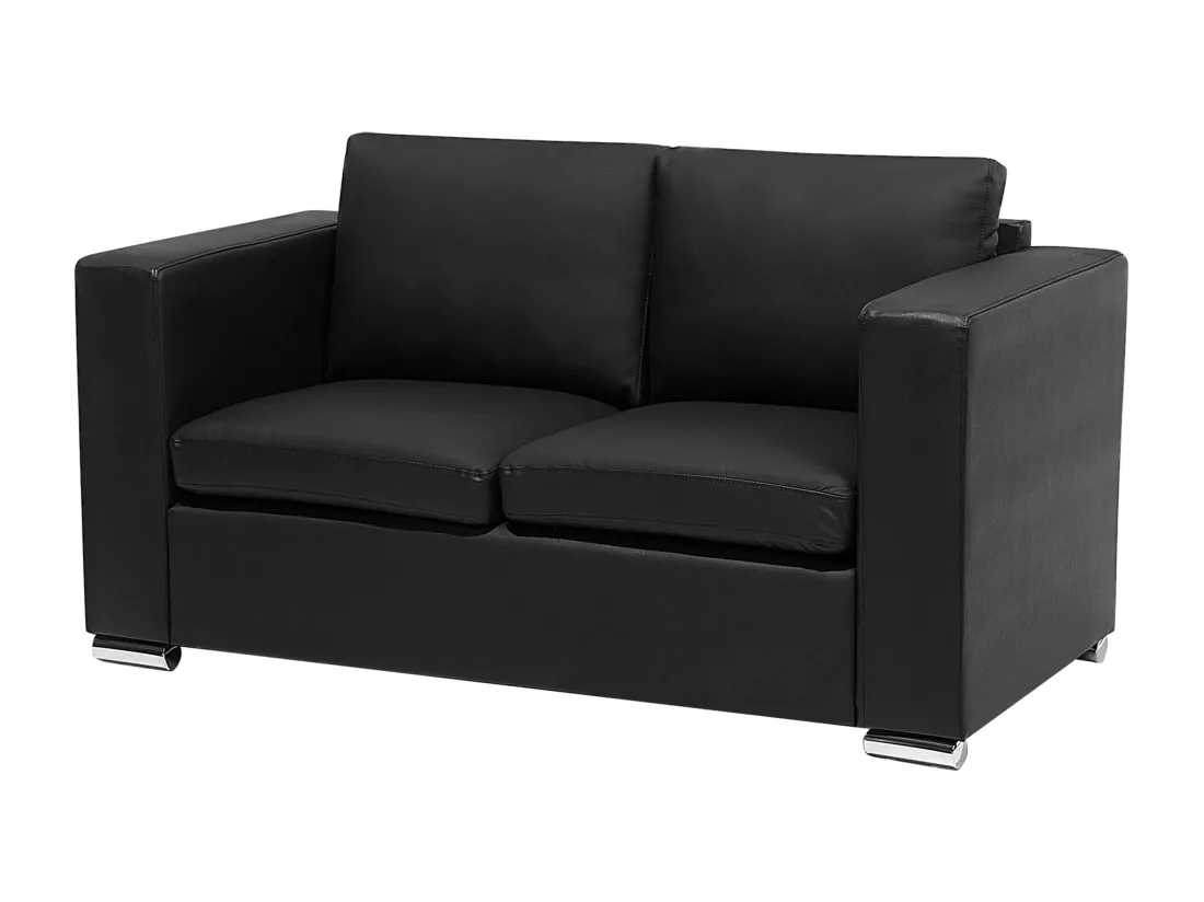 Ensemble canapés et fauteuil en cuir noir 6 places HELSINKI
