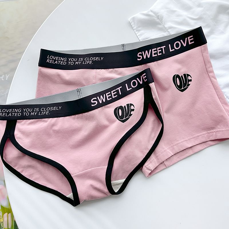 Pancherry - Matching set voor koppels: slipje met letters + boxershorts