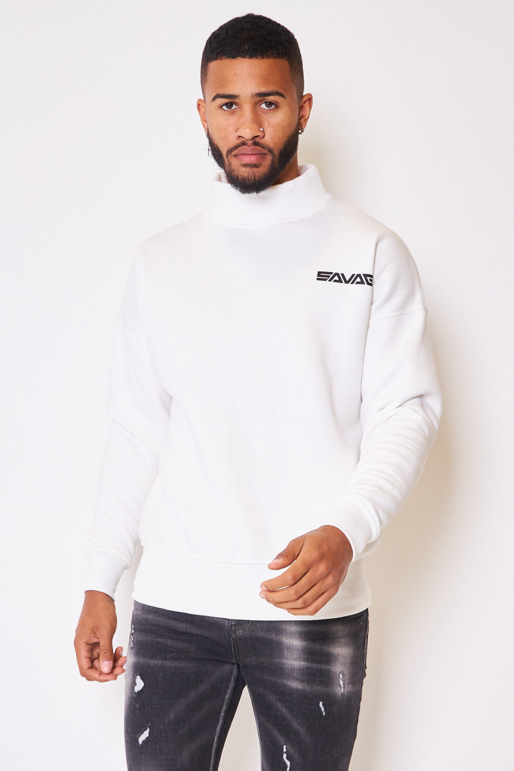 Sweat blanc col montant 