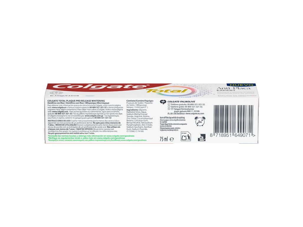 PASTA DENTÍFRICA COLGATE TOTAL PLAQUE WHITE 75ML