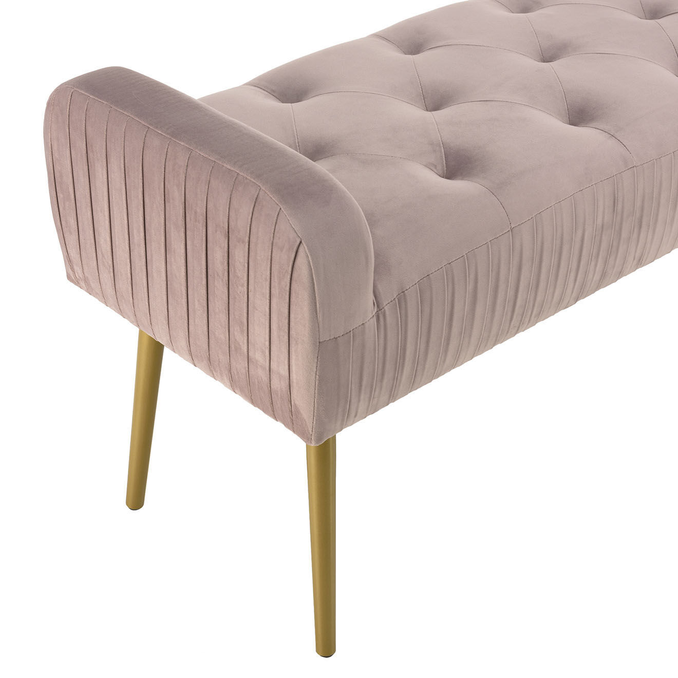 Macabane Banc de lit en velours Albane rose - 103x40x53 cm