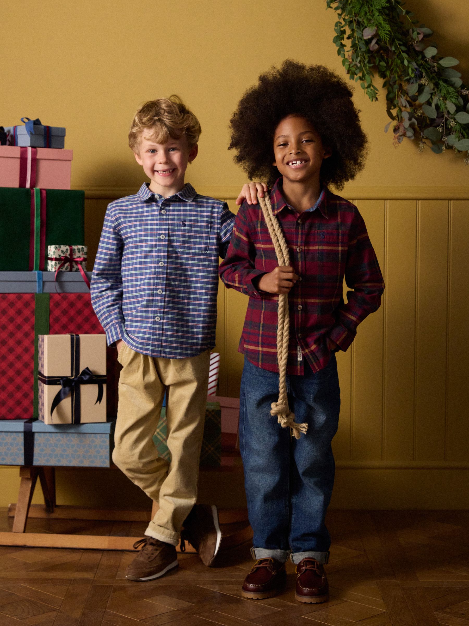 Bordeauxrood - Joules Boys' Brushed Flannel Checked Shirt