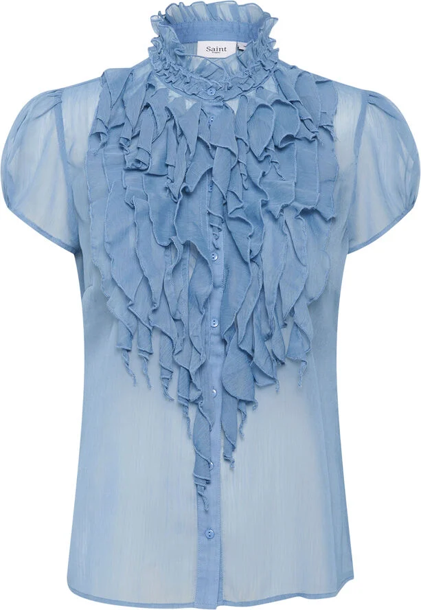 Saint Tropez LiljaSZ Crinkle SS Shirt Captain's blue