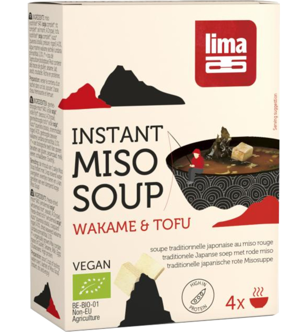 Lima Instant Miso Soep Wakame Tofu 4 X 10Gram Bio (40 gr)