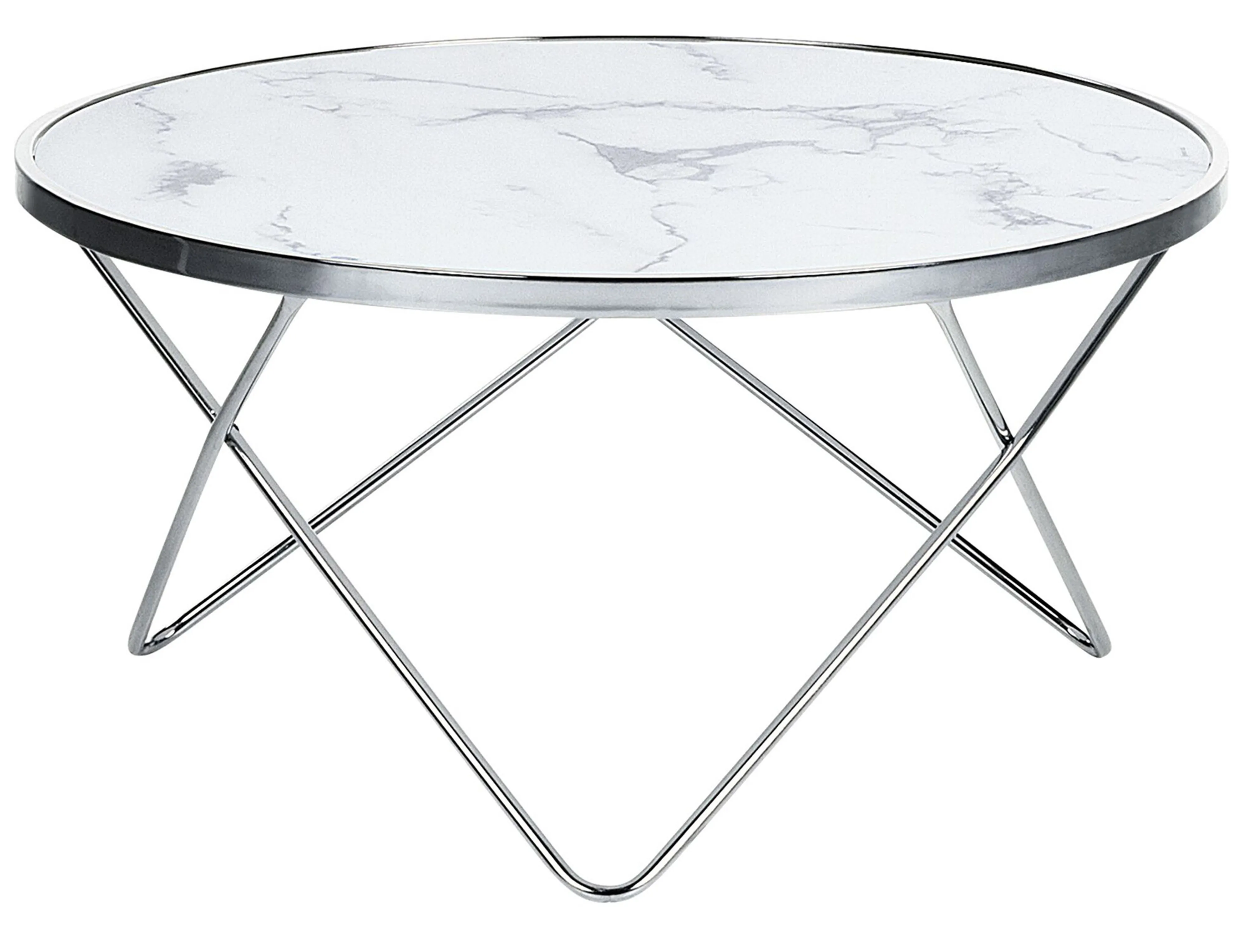 Salontafel MERIDIAN Veiligheidsglas Marmer/zilver