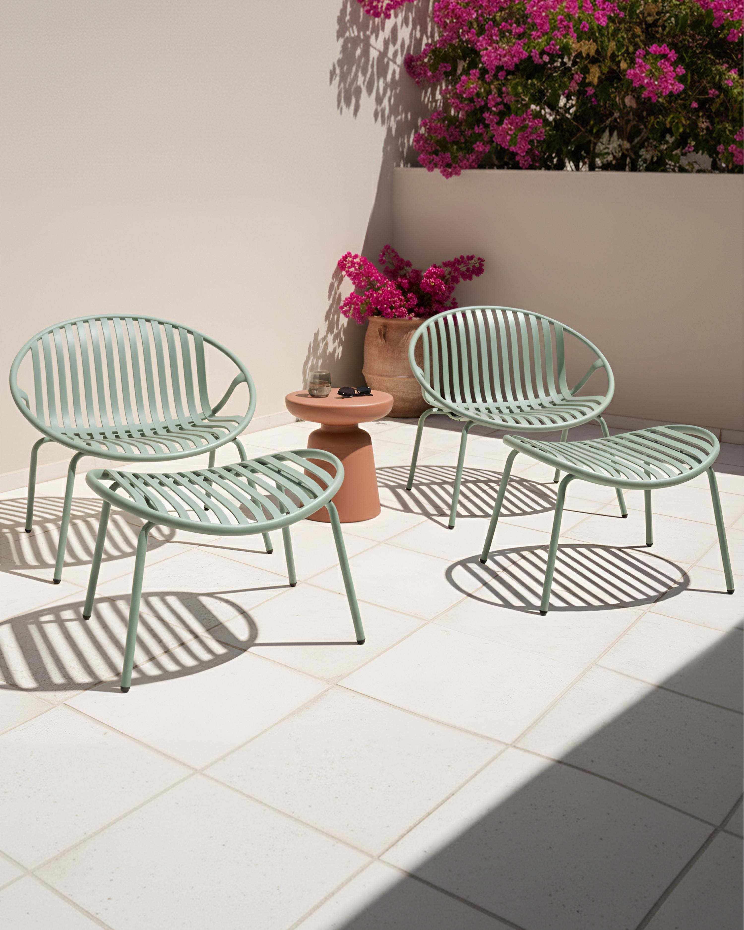 Set van 2 tuinstoelen CASPERIA met voetenbank Groen