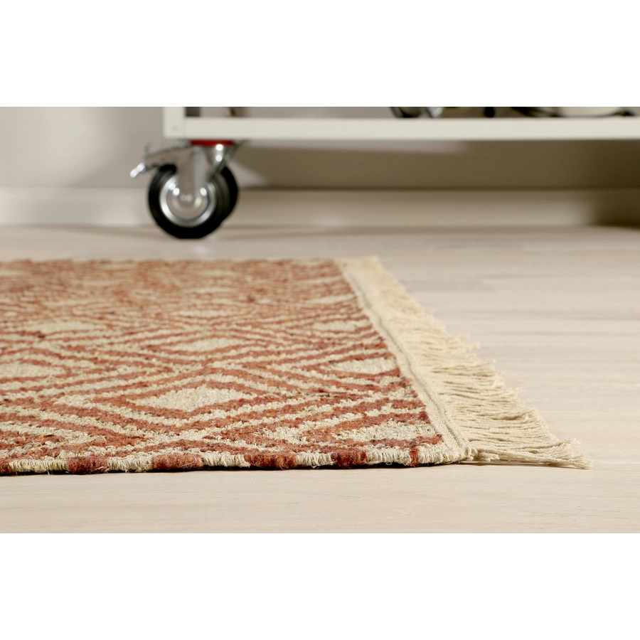 Green Looop Handweb-Teppich Lyon rot beige