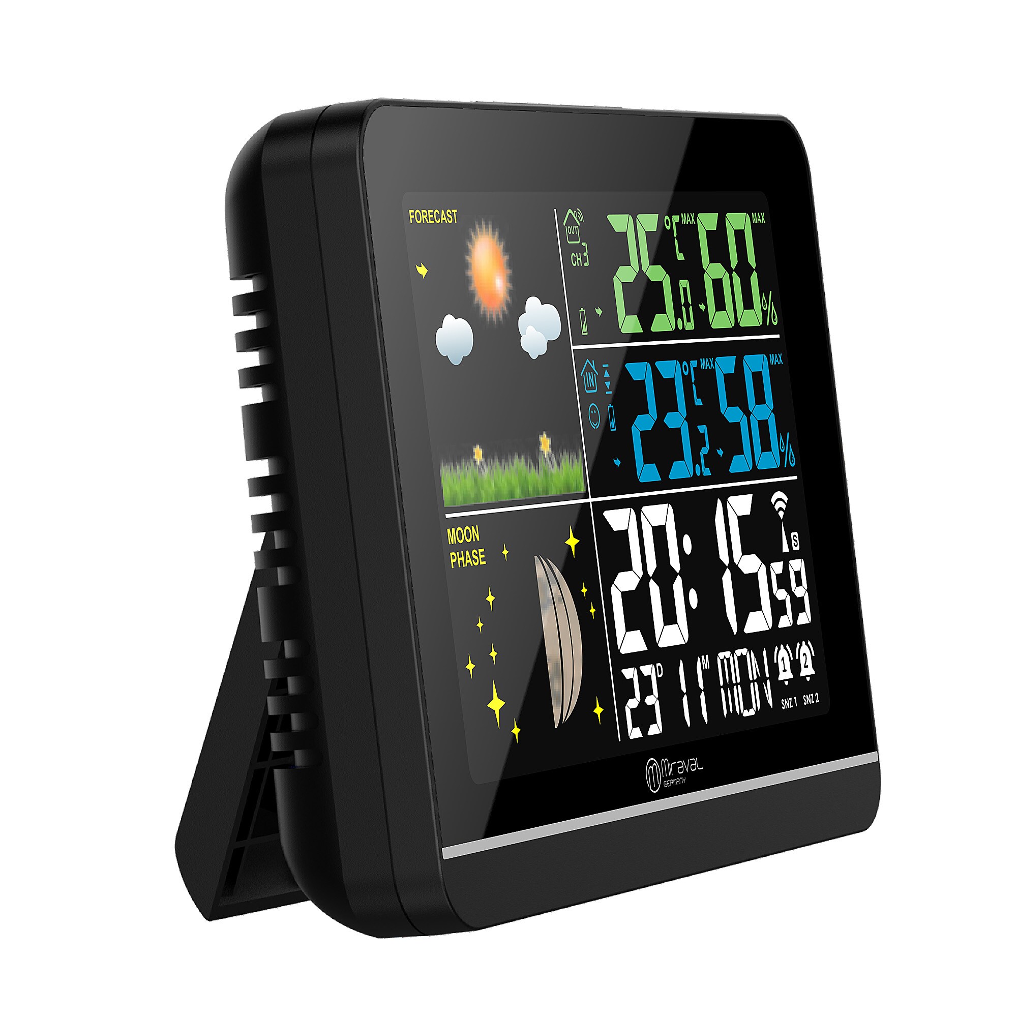 MiravalFunk-Wetterstation mit Farbdisplay und Außensensor