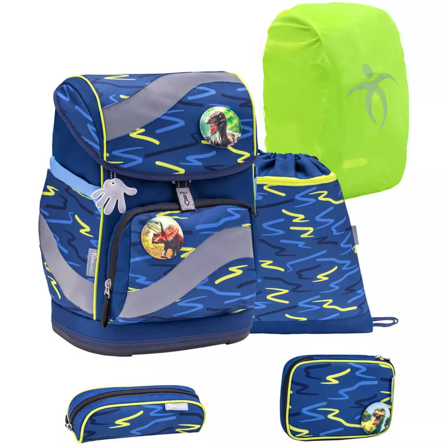 Belmil Schulranzen Smarty Schulranzen Set 6-teilig mit Brustgurt, Hüftgurt Sketch Lime Green