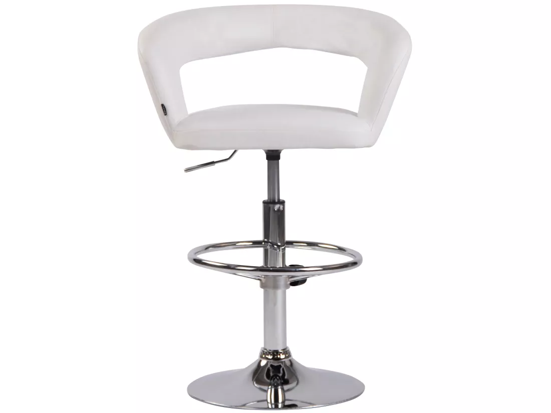 Tabouret de bar - Similicuir & Métal chromé - Blanc - Jaen