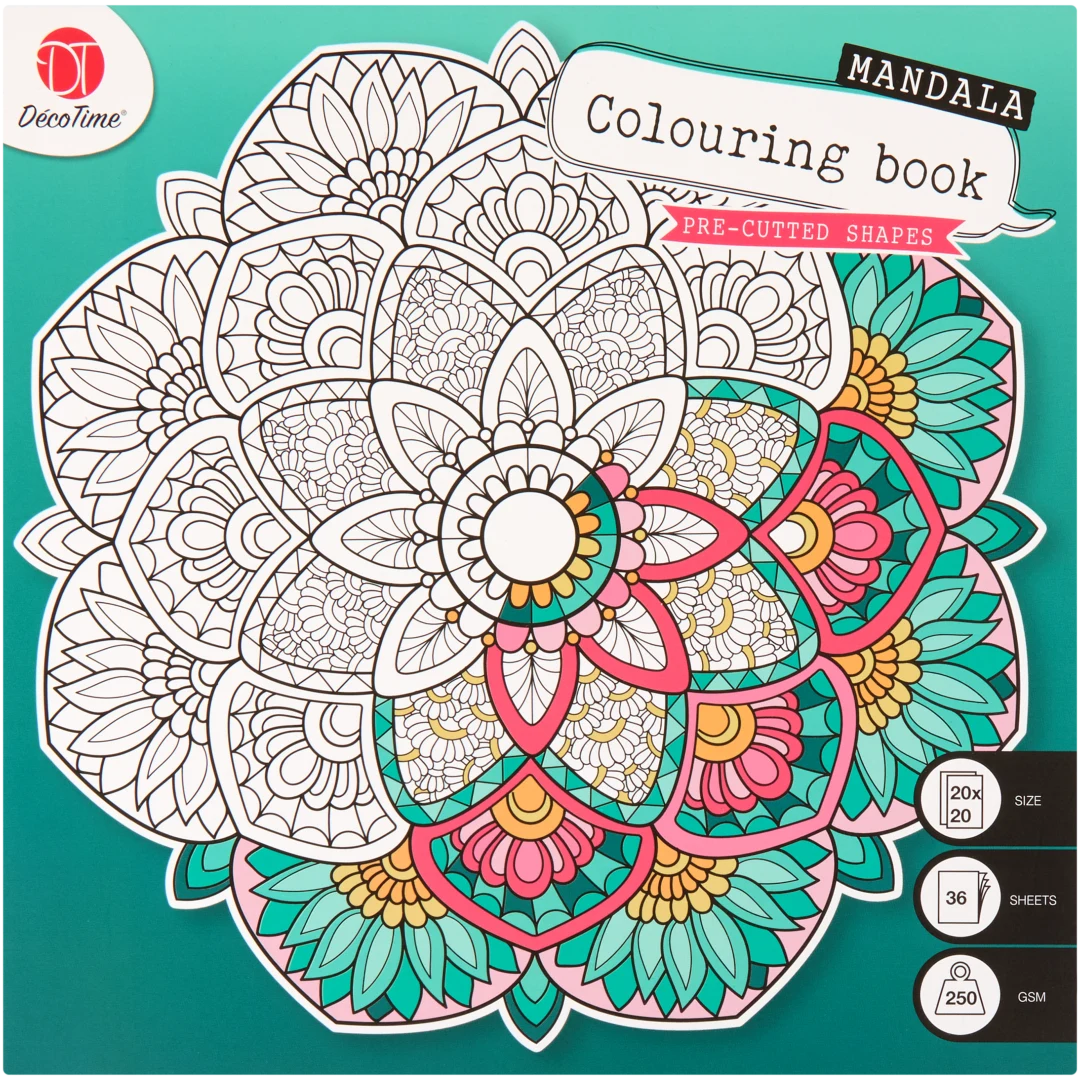 DécoTime mandala kleurboek 36 vel | 20 x 20 cm | diverse varianten