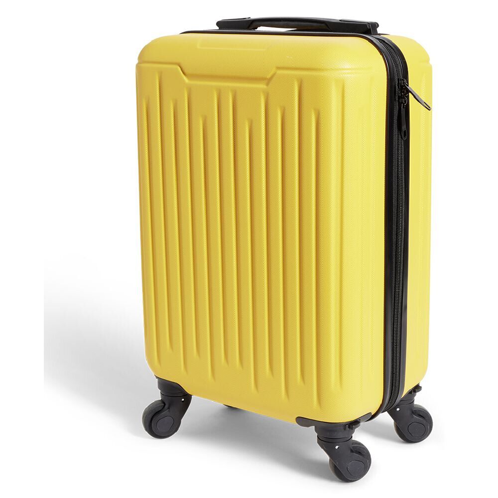 Valise cabine rigide trolley 4 roulettes 26L jaune