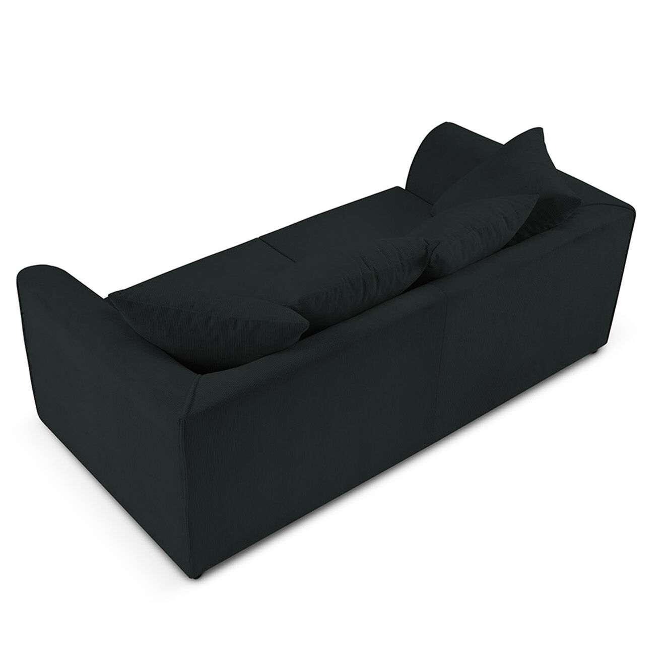 Mazzini Sofas Canapé Quince Velours côtelé 3 Places noir - 182x92x80 cm