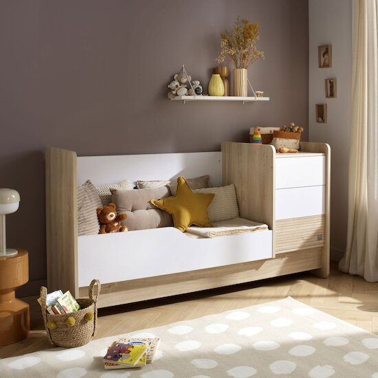 Paloma Lit combiné évolutif   Chêne sépia blanc        70 x 140 cm   de               Sauthon Baby's Sweet Home