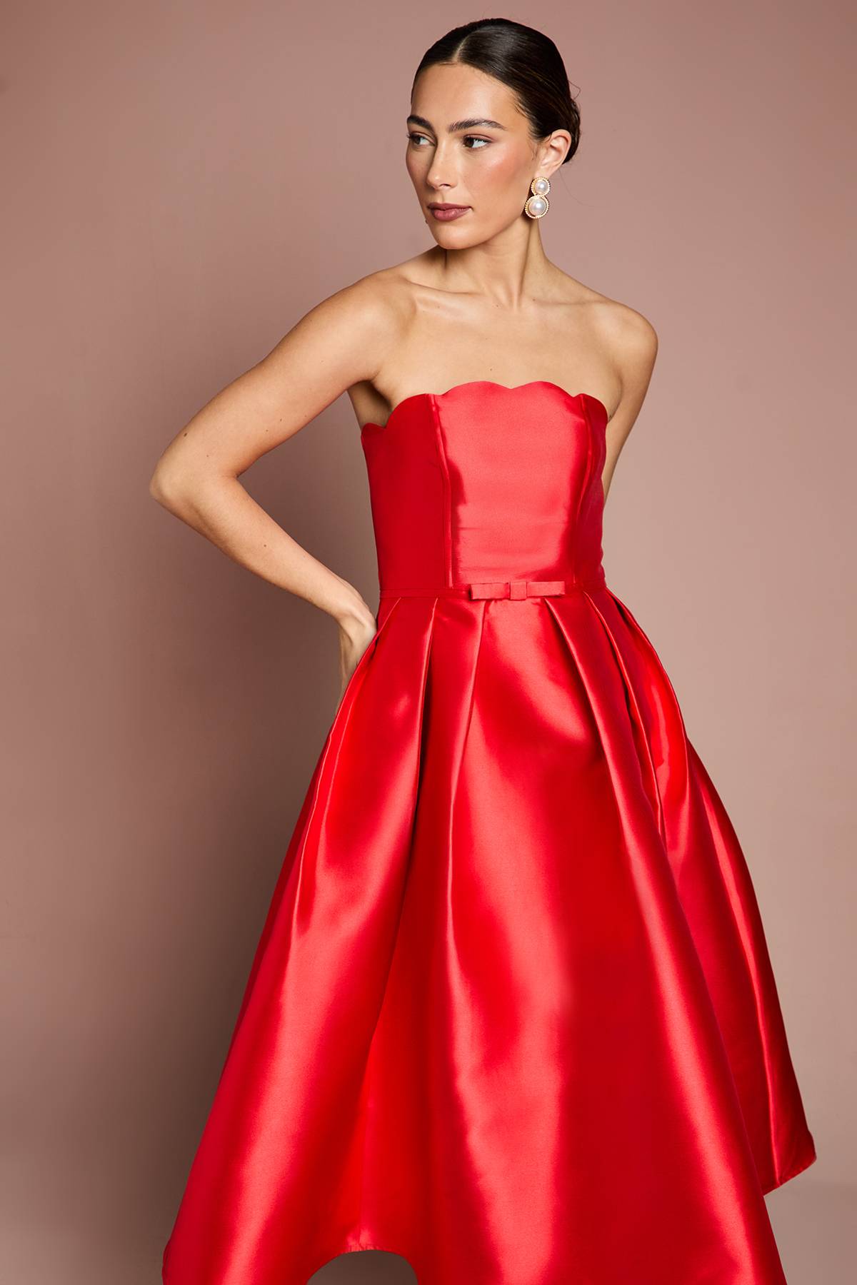 Coast Robe Midi Bustier à Bords Festonnés