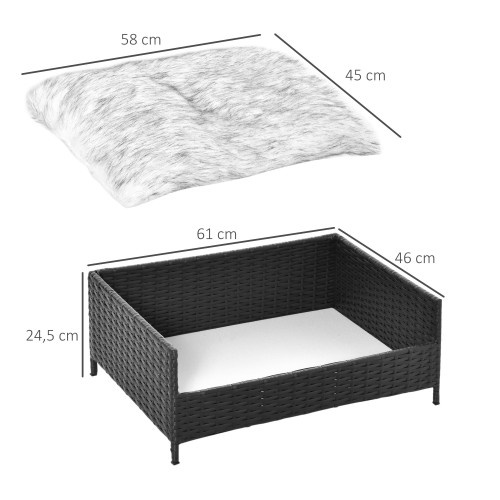Cama elevada para animais de estimação, preta