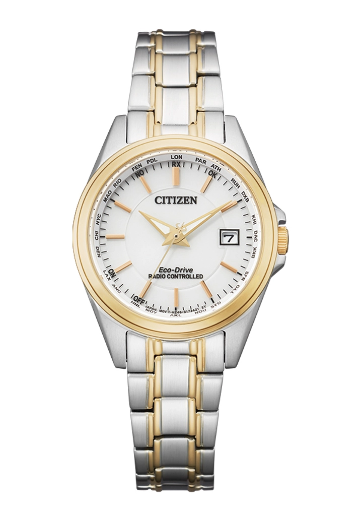 Citizen Eco-Drive Funkuhr Damenuhr Bicolor EC1186-85A