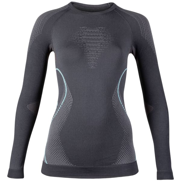 T-shirt running UYN W EVOLUTYON UW SHIRT LG SL CHARCOAL/ANTHRACITE/AQUA