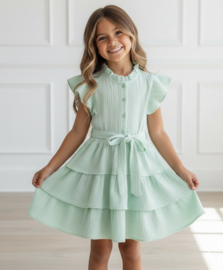 Sweet Ruffle Tie Dress - mint of zalm  - verzenddatum 27 feb