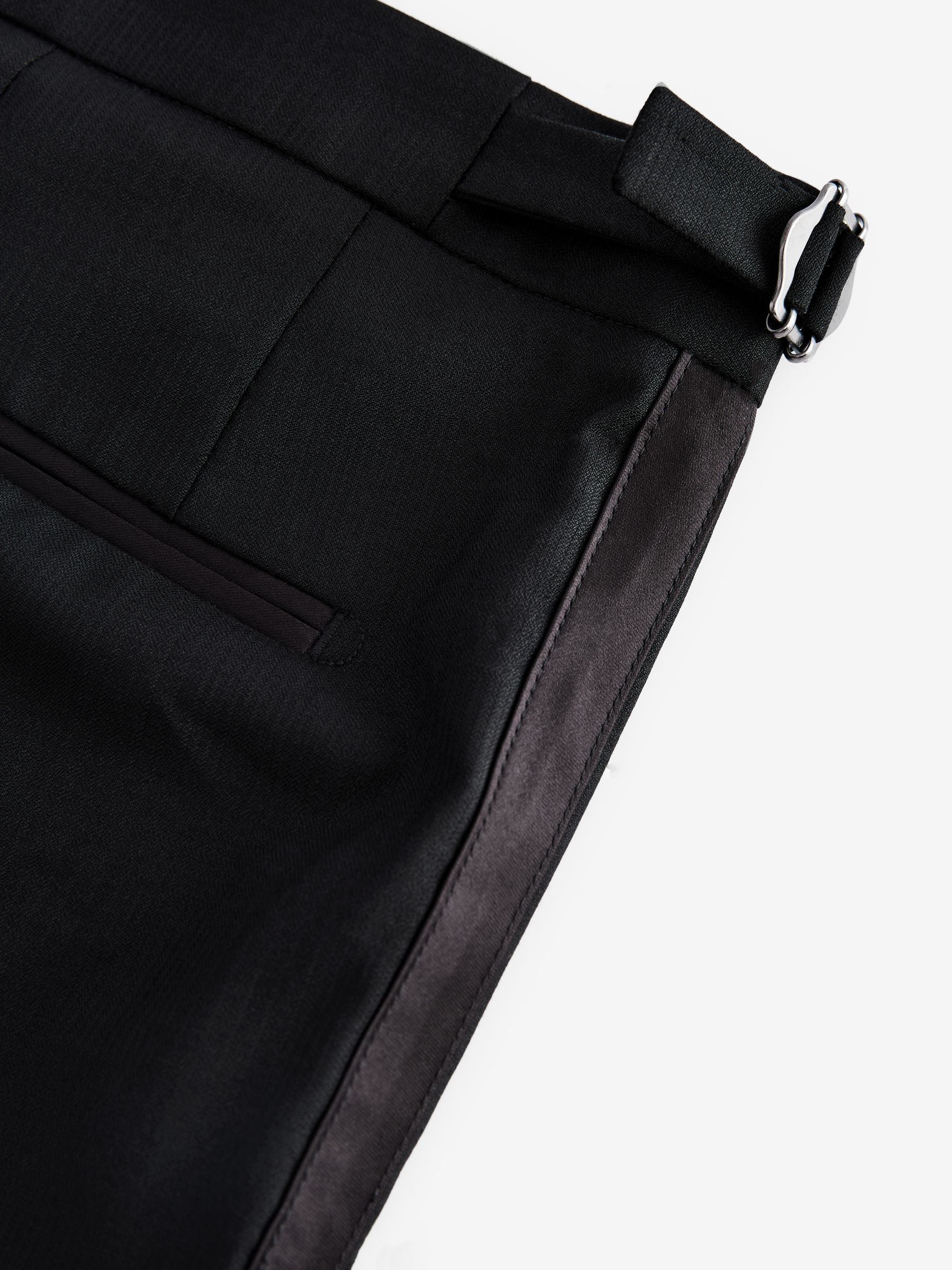 Zwart - Signature Marzotto 100% Italian Wool Check Tuxedo Suit Trousers